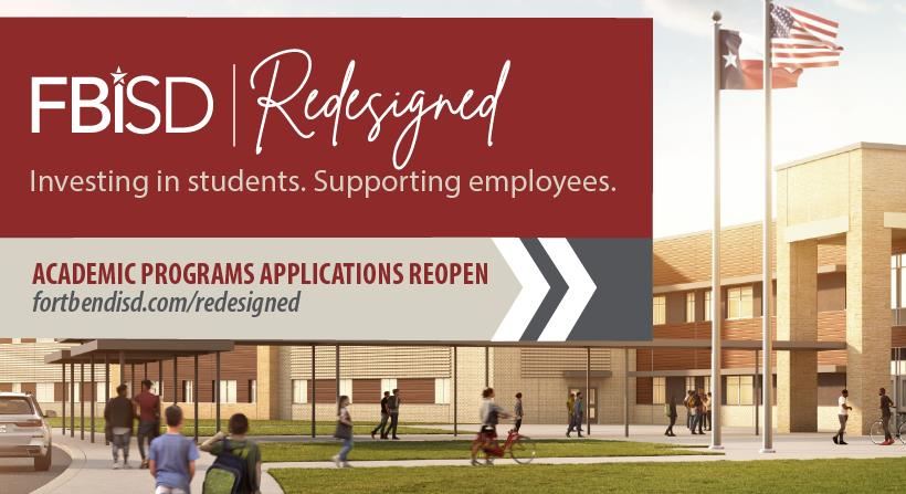 FBISD Redesigned with students entering a school building